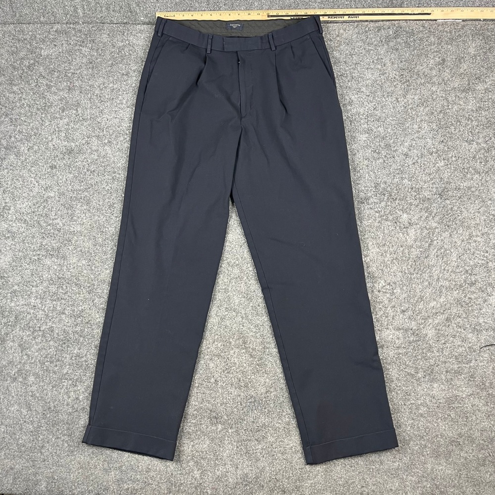 Dockers Pants Mens Size 34x31 Navy Blue Pleated Individual Fit Stain‎ Defender